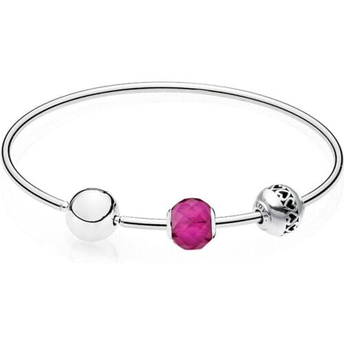 High Quality Original 100% S925 Sterling Silver Jewelry New Happiness Gift Bracelet Suit Diy Fashion Romantic Love Gift