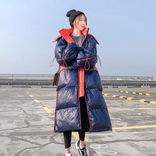 Long Winter Down Coats Women Warm Hooded Down Parka Jacket 2021 Winter White Duck Down Jacket Coat Womens Thicken Loose Overcoat