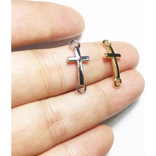 Eruifa 20pcs Hot 8*14mm Nice polished Connector Cross Zinc alloy DIY Charms Pendant Jewelry handmade DIY 2 Colors