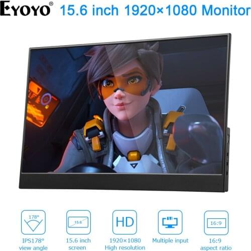 EYOYO 1920×1080 Portable Monitor LCD Screen EM15R Extremely Thin Wide View Angle L-Shaped Body 15.6in Display for laptop PC