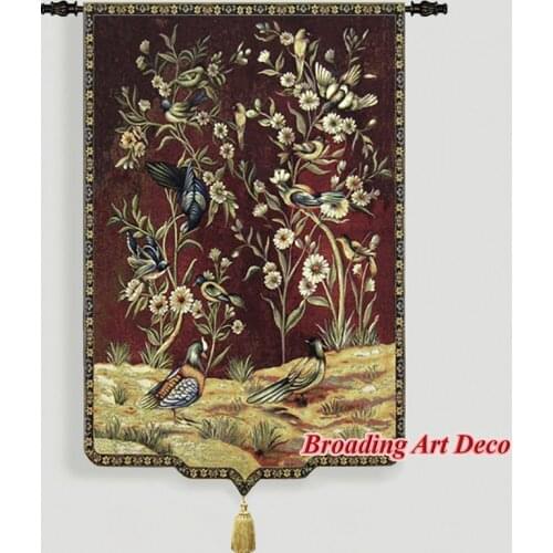 Beautiful Flower & Birds Jacquard Weave Tapestry Wall Hanging Gobelin Home Art Textile Decoration Aubusson Cotton 100% 158x89cm