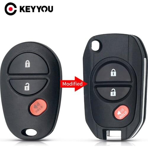 KEYYOU 10x For Toyota HIGHLANDER Tacoma SEQUOIA Sienna Tundra 2+1 3 Buttons Car Remote Modifeid Key Shell Case Flip Case Cover