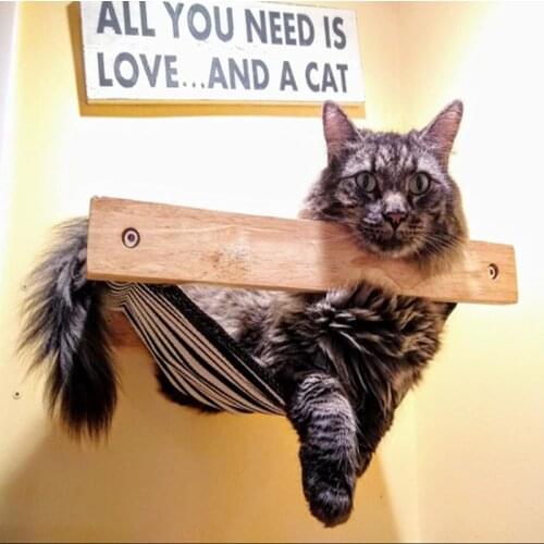 Cat Wall Perch Wall Mounted Cat Shelf Bed Wooden Cat Hammock Pet Resting Space Saving for Kittens Machine Washing Safe A1