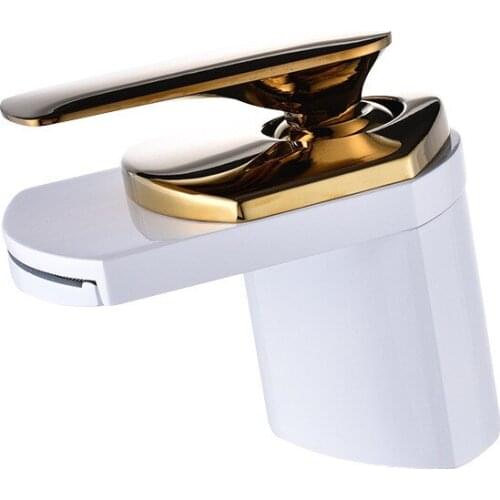 White Paint Solid Brass Basin Faucets Bathroom Sink Washbasin Tap Single Hole Hot And Cold Water Mixer Tap