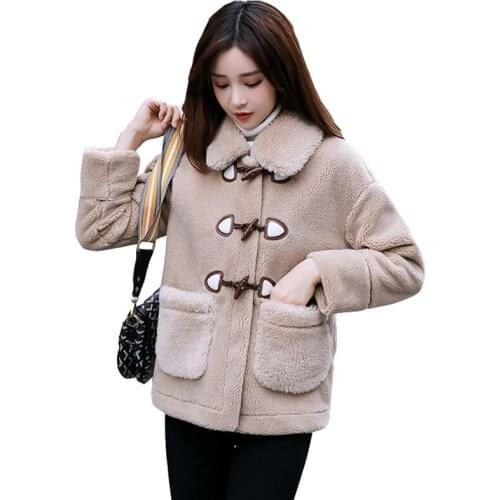 Fur All-in-one Woman Autumn Winter Jacket Female New Fashion Warmth Short Lamb Wool Granular fleece Imitation Fur Parker Jackets