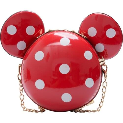 MinnieDisney 2021 cute childrens bags fashion girls messenger coin purse polka dot mini shoulder accessories shoulder ba