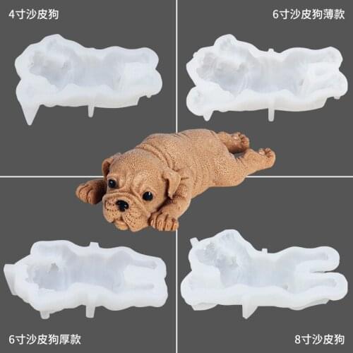Cute Shar Pei Silicone Mold Mousse Cake 3D Shar Mould Ice Cream Pudding Blast Chilling Tools Fondant Wedding Cake Decoration