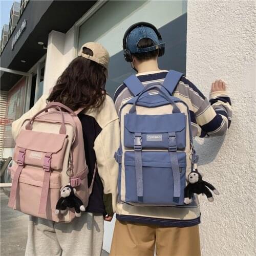 Fashion Backpack College Student School Bag For Teenage Girls Boys Women Pendant Backpacks Waterproof Canvas Travel Bag New