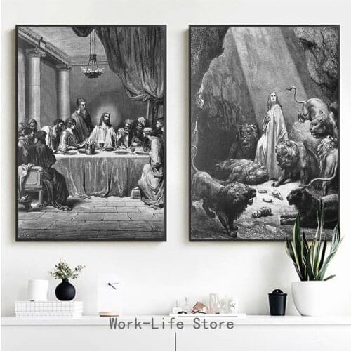 Da Vinci Last Supper Wall Art Canvas Painting White and Black Cuadros Jesus Christ Print On Canvas Wall Pictures For Living Room