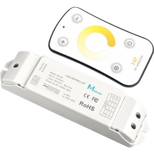 New Led Strip Color Temperature Controller RF Remote Wireless DC5-24V 480W Output M2+M4-5A LED Strip CT dimming controller