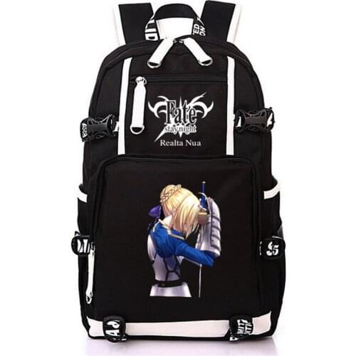 New Style Anime Fate Leisure Girls Boys Travel Bag USB Charging Port Satchel Laptop Backpack Rucksack for Teens Students