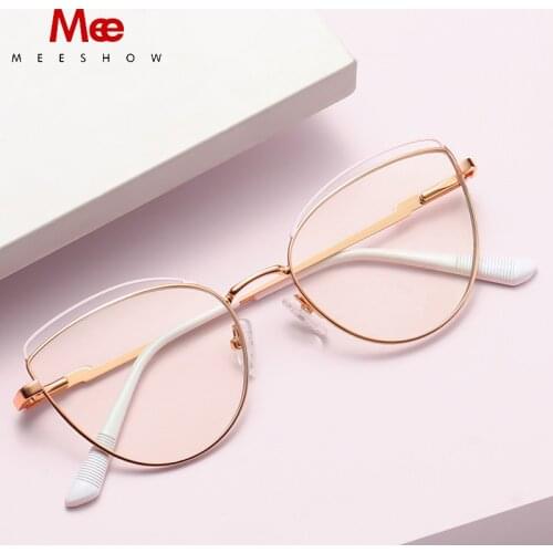 Meeshow prescription glasses frame titanium alloy Womens cat eye glasses designer metal frames man woman clear eye glasses