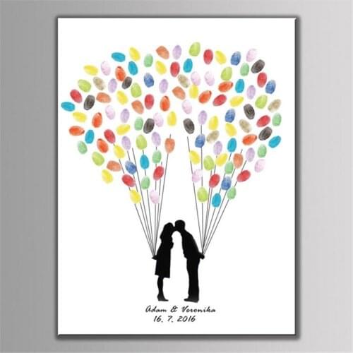 Personalized custom Wedding Decoration Fingerprint Tree Signature Canvas Print Kiss Wedding Tree Wedding ingerprint Signature
