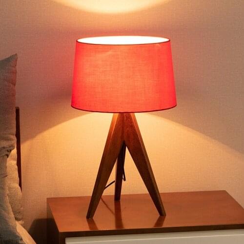 Korean Pleated Table Lamp Wooden Table Lamps For Living Room Bedroom Home Deco Cute Desk Lamp With Tricolor Led Bulb Beside Lamp