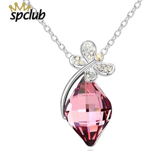Genuine Crystal from Swarovsk Dragonfly Necklace Luxuryl Pendant Fashion Jewelry For Women Statement Charm Collar Accessories