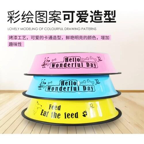 Durable Dog bowl Bowls Stainless Steel Non-slip Design Cat Dog Drink Bowl Food Container Multi pattern cartoonPet Feeder Pet Sup