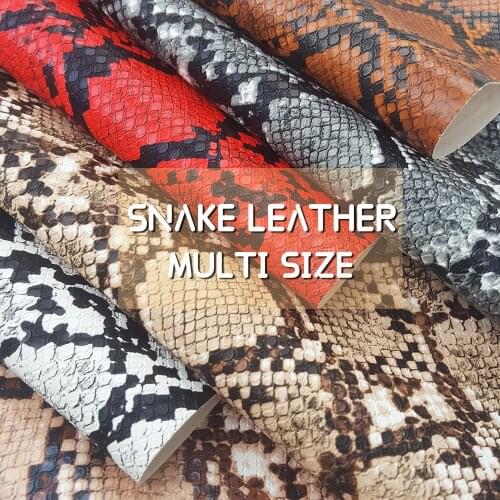 QIBU Multi Size Snake Synthetic Leather Sheets Faux Leather Fabric By The Yard Home Decoration Accessories DIY Hairbow Material