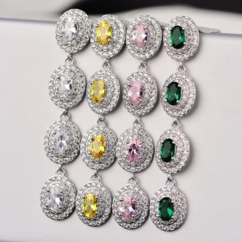 YPAY8 Luxury Fashion For women 925 Sterling Silver High Quality Crystal Earrings Wedding Party Stud Earrings Jewelry