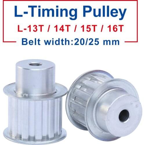 Pulley L-13T/14T/15T/16T Aluminum Material Pulley Wheel Process Hole 8 mm Slot Width 21/27 mm For L-Timing Belt width 20/25 mm