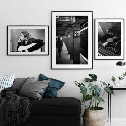 Nordic Black White Wall Band Guitar Jazz Music Portrait Canvas Painting Posters and Prints Wall Art Picture for Room Home Decor