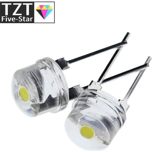 10PCS NEW F8 8mm 0.5W 3.0-3.2V Straw hat LED White Super bright LED lamp Wide Angle Transparent LED Lamp Strawhat LED