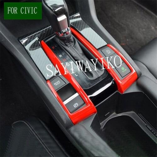 Carbon Fiber Style Gear Shift Knob Box Panel Decoration Frame Stickers Cover fit for Honda Civic 2016 2017 2018 10th Moulding