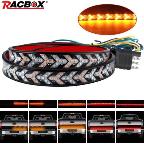 1x Car LED Light Strip Trunk Tailgate Flexible Light Strip Brake Light Running Light Turn Signal Light For Truck Trailer SUV VAN