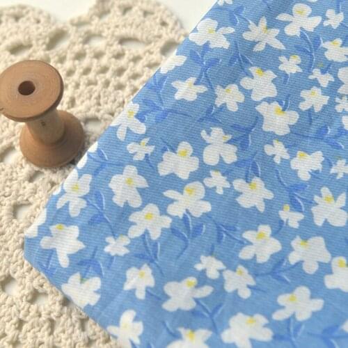 Sewing Upholstery Cotton Fabric Blue Pastrol Floral Cotton Fabric for Clothing Full Body Dress Shirt Baby Clothes Fabric