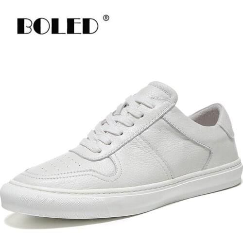 Quality Men Casual Shoes Natural Leather Black White Flats Shoes Men Breathable Soft Walking Shoes Zapatos Hombre