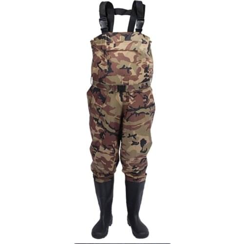 Outdoor Waterproof Suspender Jumpsuit Fly Fishing Wader Carwash Pants with Boots Camouflage Overalls Hiking Wading Mud Wellies