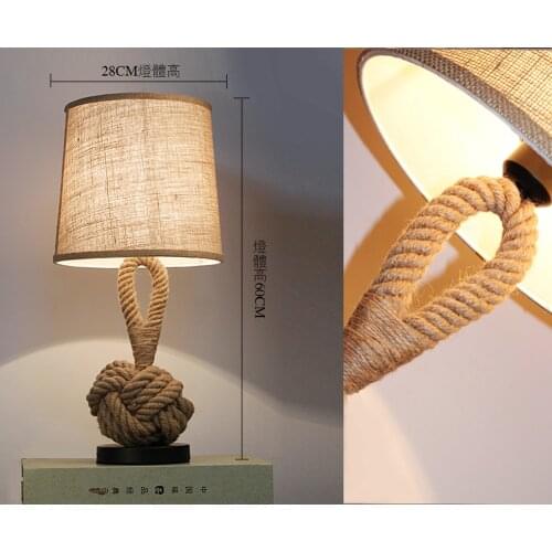 Vintage Table Light de mesa lamp Vintage mesaLamps Rope Table Lamps LED Bedroom Lamps