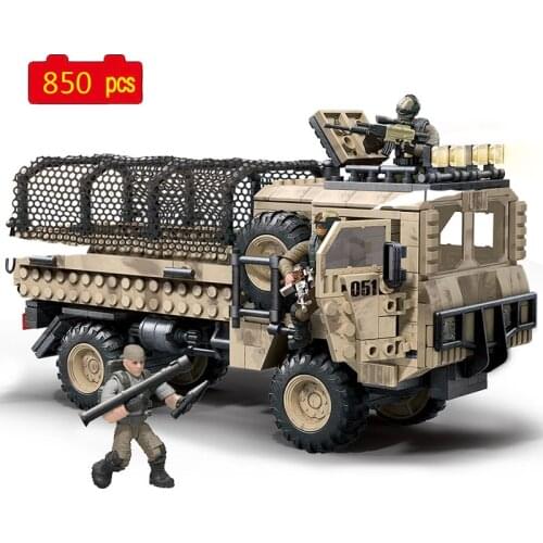 Military Series WWII Heavy Tactical Truck Soldier SWAT Weapon accessories Building Blocks Bricks Toys Gifts