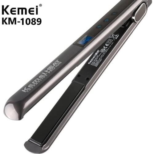 KEMEI LCD Hair Straightener Professional Touchscreen Ceramic Hair Straightening Plates Curling Iron Hair Iron placa KM-1089