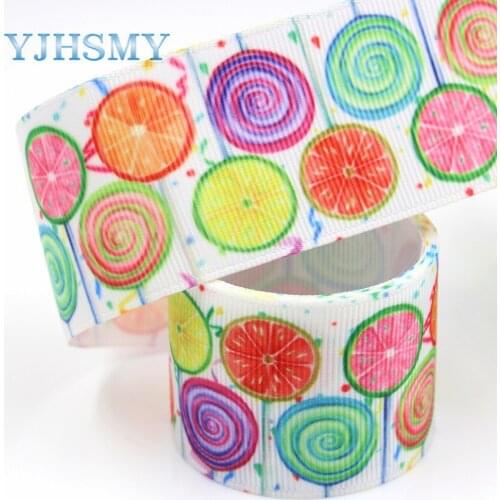 YJHSMY G-18716-630,10 yard 38 mm candy Ribbons Thermal transfer Printed grosgrain Wedding Accessories DIY handmade material