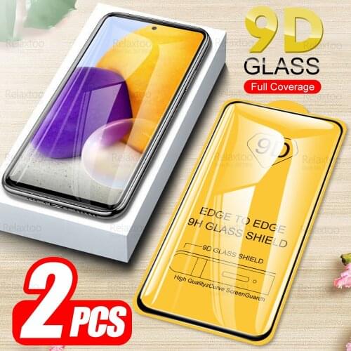 2pcs For Samsung Galaxy A72 Glass 9D Full Glue Protective Glass Sumsung A 72 72A 4G 5G A725F A726B Screen Protector Phone Film