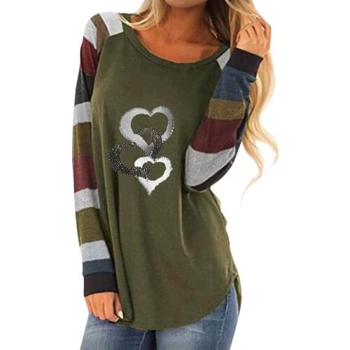 Harajuku Women Sweatshirts Fashion Connect heart Print Tops Long Sleeve O-Neck Casual Loose Ladies Pullovers Top Poleras Mujer