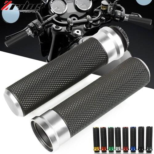 ZRIHE 1 Pair 22mm Motorcycle Handlebar Hand Grips Black & Sliver Rubber Plastic Handle Bar For H-arley Honda Yamaha Kawasaki