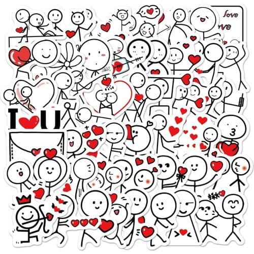 10/30/50pcs Cartoon Matchstick Men Kawaii Stickers For Refrigerator Suitcase Skateboard Pad Computer Notebook Computer Decals