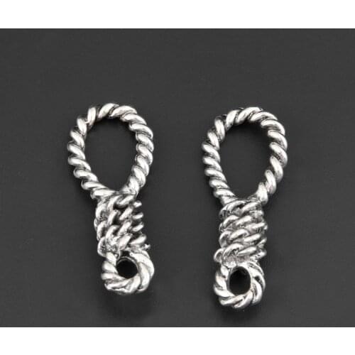 10pcs Silver Color 38x13.5mm Tool Rope Charms Connector Pendant Fit DIY Jewelry Making Handcrafted Accessories