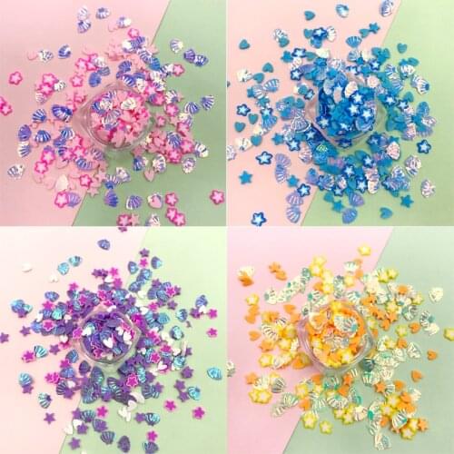 100g Polymer Clay Heart Star Slices Mix Shell Sequins Fake Sprinkles for Crafts Making DIY Slime Filling Shaker Card Accessories