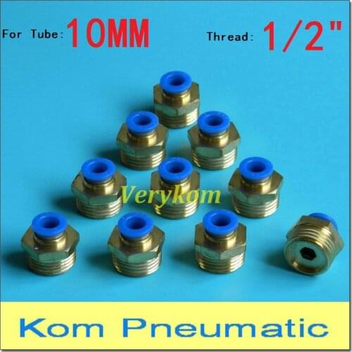 10x PC 10-04 Male Straight Pneumatic 10MM Tube Push In 1/2" Air Fitting Pipe Hose Quick Connector 10-04 1/2