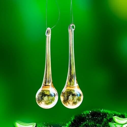 2PCS Champagne Glass Brushed Water Drops Crystal Prisms Suncatcher DIY Chandelier Pendant Part Lamp Hanging Home Wedding Decor