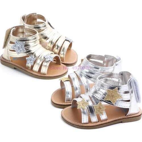 DHL 20pair Summer Baby Girl Sandals Breathable Anti-Slip Star Pattern Toddler Baby Shoes Soft Soled