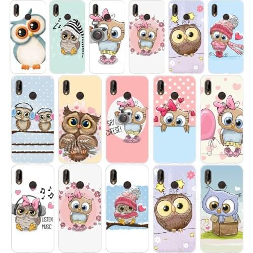 29AA Cute Owl Hearts Lover Christmas Silicone TPU Protective Cover Phone Case On For Huawei P20 30 Pro Lite Case Soft