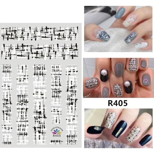 3D Nail Sticker Autumn Small Compact Adhesive Stickers Cute Geometry Line Plush Stripe Stickers for Manicure Nail Art Decoration