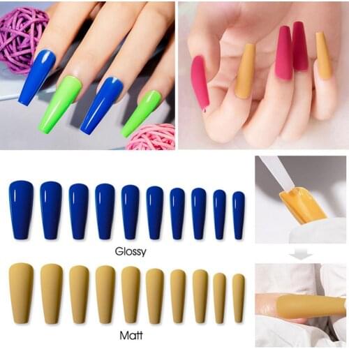408Pcs/Set Wearing Nail Patch Set DIY False Nail Kit Professional Nail Art Long Trapezoid Matte Glossy UV Manicure Tools Set