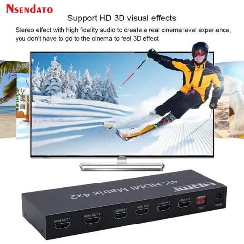 4K 30Hz HDMI Matrix 4X2 Matrix HDMI 4X2 adapter with audio 4 in 2 out HDMI Splitter Switcher Switch for HDCP2.2 Computer monitor