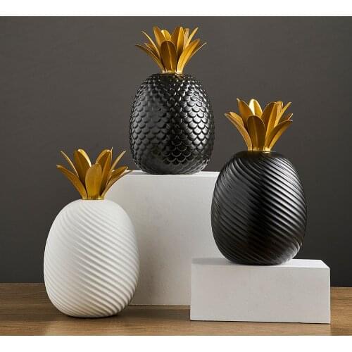 One Piece Resin Statue Home Decoration Accessories Pineapple Figurine Desk Decoration Sculpture Modern Art Ceramic Craft Gift