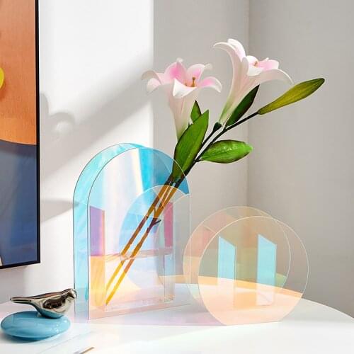 Nordic Color Acrylic Transparent Vase Home Decoration Dried Flower Shop Decoration Design Wedding Party Decoration