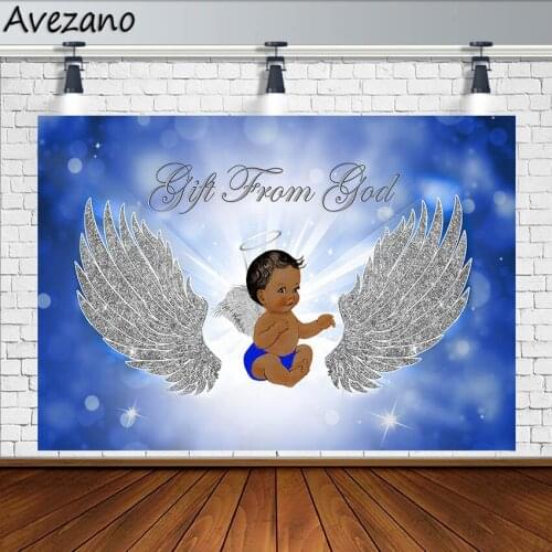 Avezano Photography Backdrops Baby Shower Gift From God Angel Wing Boy Backgrounds Photo Studio Photozone Photocall Decor Props